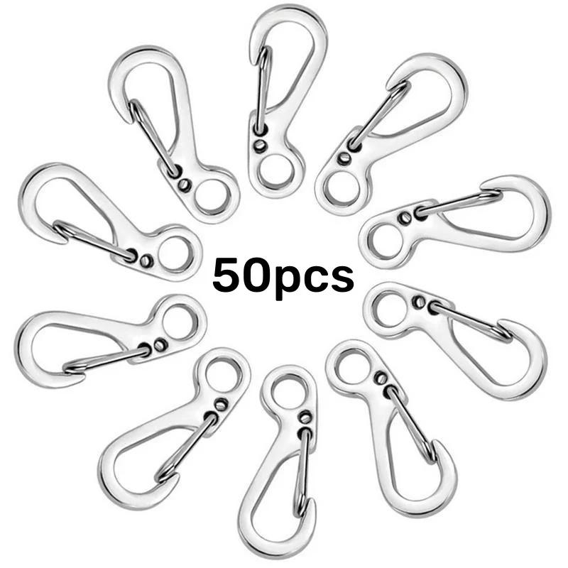 50 шт., карабин, мини-вешалка для ключей, подвесной брелок для ключей Quickdraw, брелок для ключей с застежкой для кемпинга, крючок для рюкзака, защелкивающаяся пряжка, навесной замок