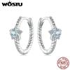 WOSTU Серьги-кольца Сердце из стерлингового серебра 925 пробы, простые европейские, с фианитами, для женщин, свадебный подарок, минималистичные украшения E737