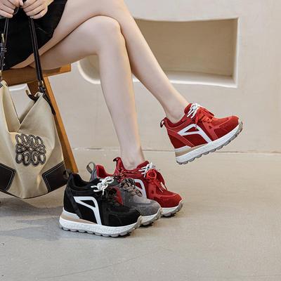 Женские кроссовки 10 см Angola Red Agam 2025: Повседневные, Увеличивающие рост, Миниатюрные, Универсальные туфли в стиле колор-блок