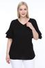 Women's Big Size Dress Plus Size Flounce Sleeve Blouse Black