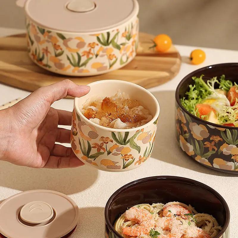 Французская миска для хранения bento керамическая с крышкой Ланч-бокс для офиса взрослый большая вместимость подогрев в микроволновой печи