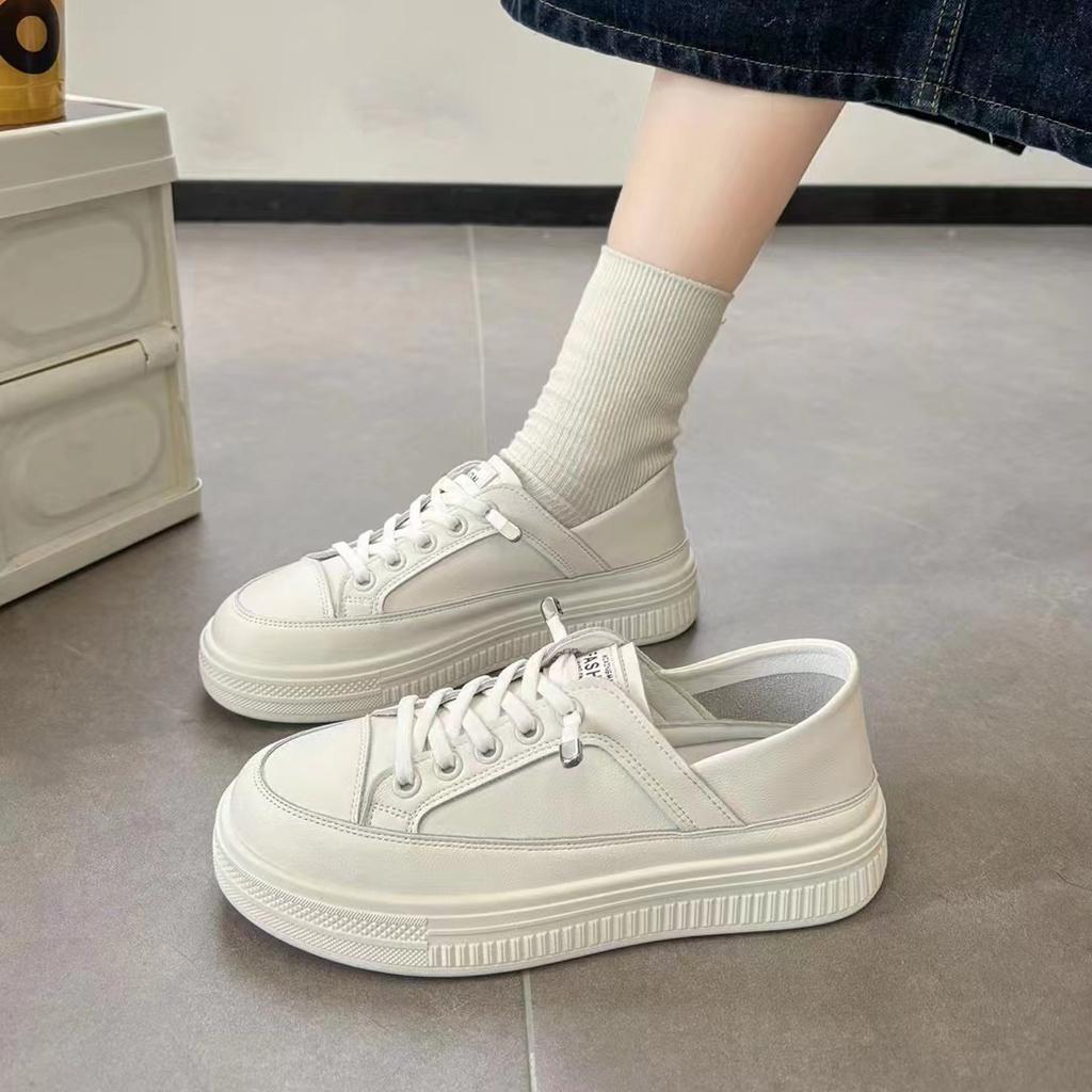 Women Korean Style Thick Soled Comfortable Casual Sports Sneakers for Women Flat White Running Vulcanized Shoes for Women