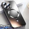 Luxury Wireless Magnet Matte Phone Case for Magsafe Case IPhone 15 14 13 12 11 Pro Max Plus XS X 8K Glass Full Camera Lens Protection