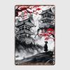 Japanese Traveler Ink Wash Metal Sign Cinema Living Room Custom Club Bar Wall Decor Tin Sign Poster