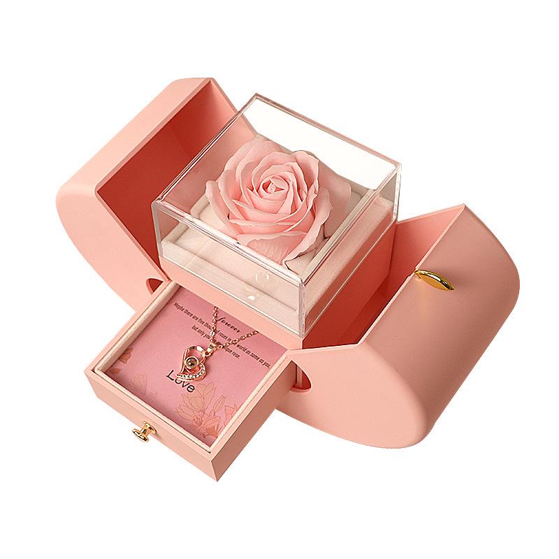 Шкатулка для украшений Apple Rose - подарок на Рождество, День святого Валентина, День матери с консервированными цветами