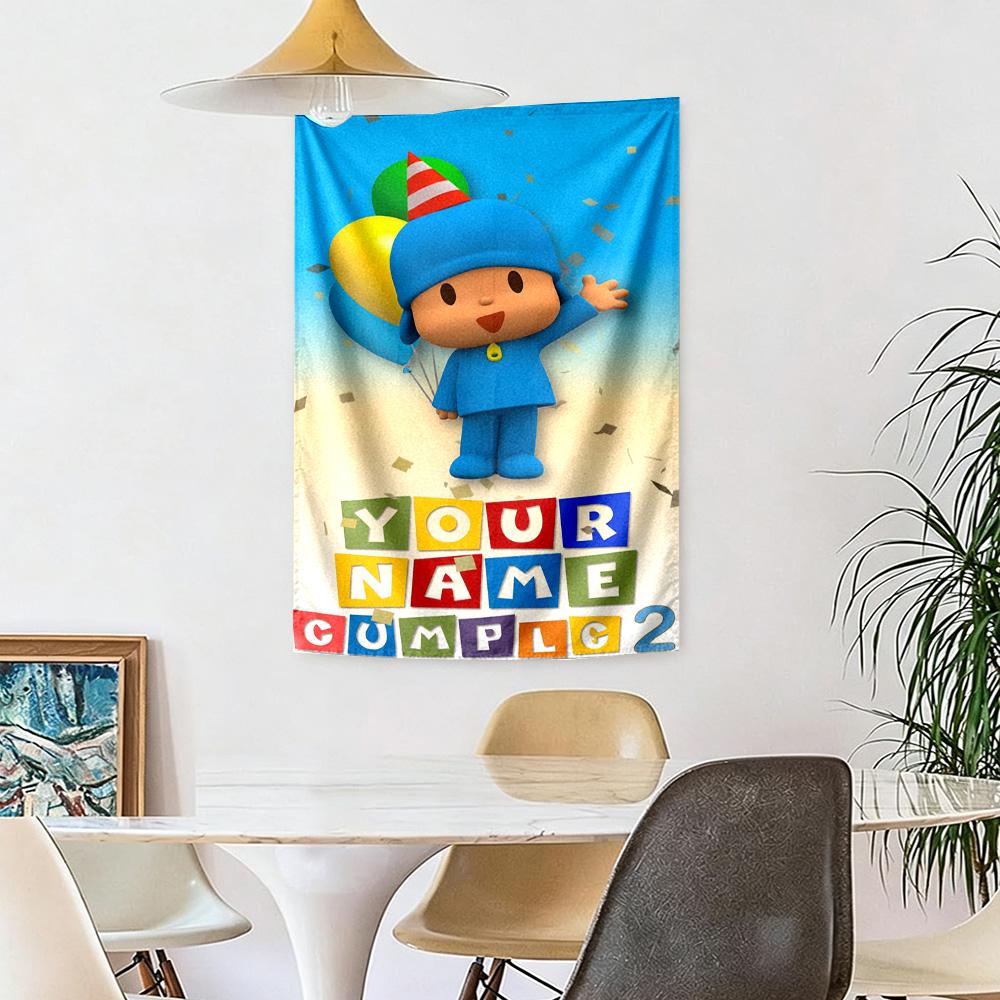 Pocoyo Customize Your Name Tapestry Aesthetic Wall Tapestry Non-Fading Color Suitable for Living Room Decor Multi-purpose for All Occasions