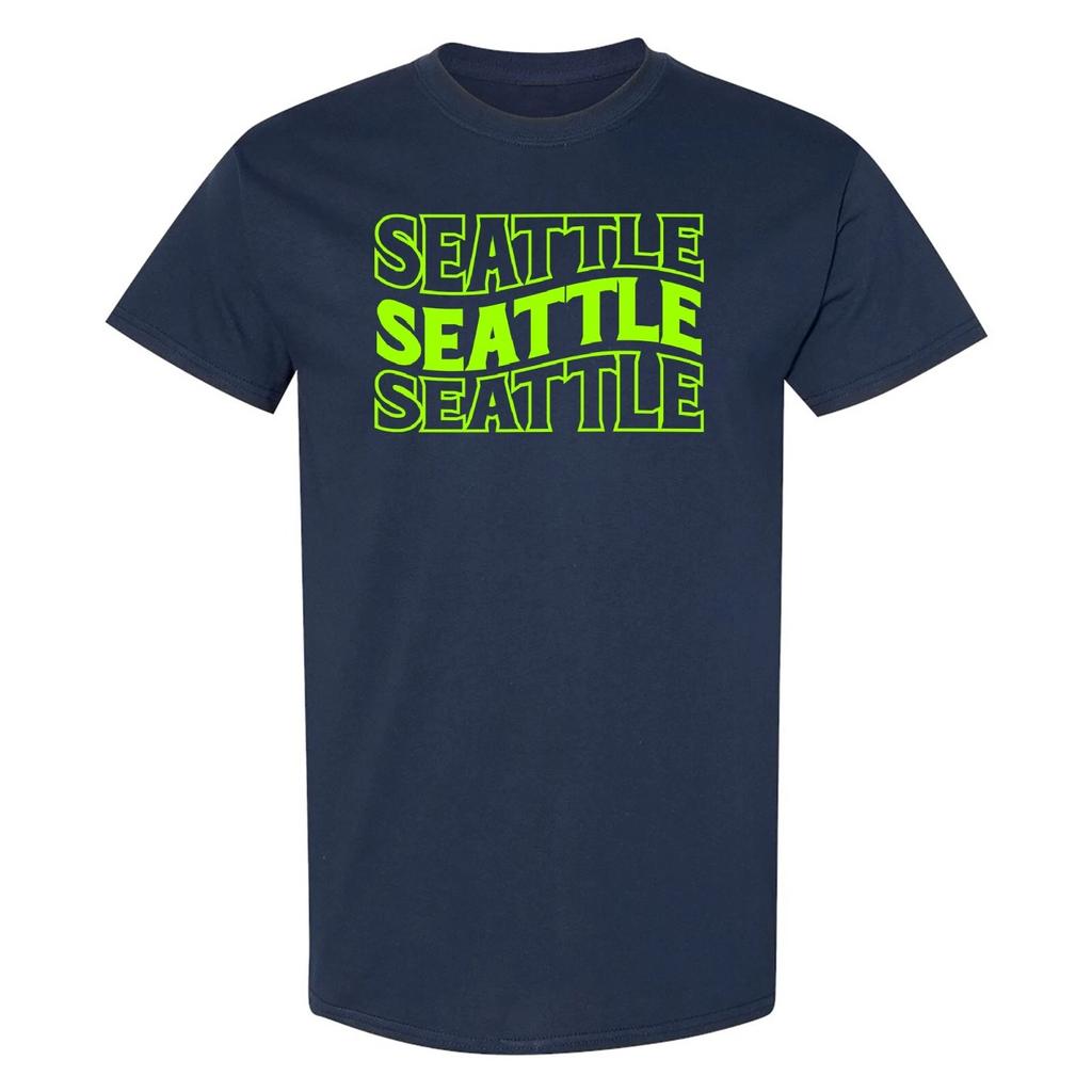 Seattle Wave - Sport Football Short Sleeve T Shirt - Navy