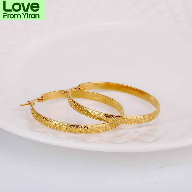 Большие круглые серьги-кольца из нержавеющей стали для женщин, золотистого цвета, высококачественные волнистые узоры, красивые элегантные подарки для ушей, новые ювелирные изделия E0189