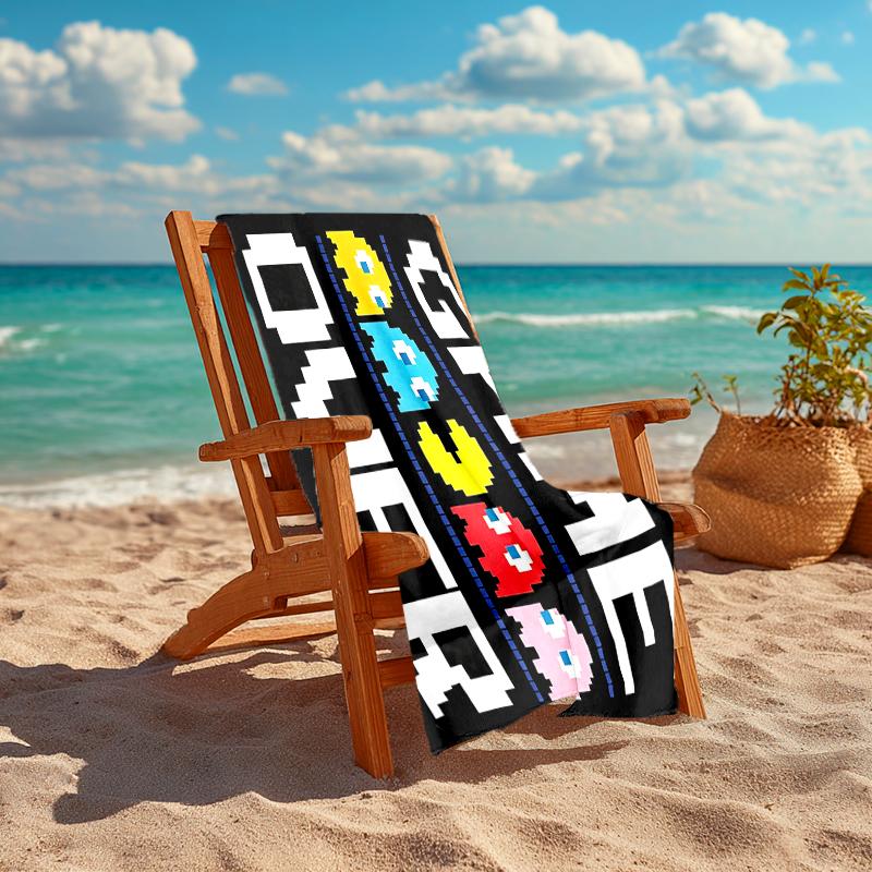 1Pc Pacman Classic Game Beach Towel, Quick Dry, Multi-Use for Beach Pool Gym Yoga Home Travel, Christmas, Halloween, Xmas Gift M92868
