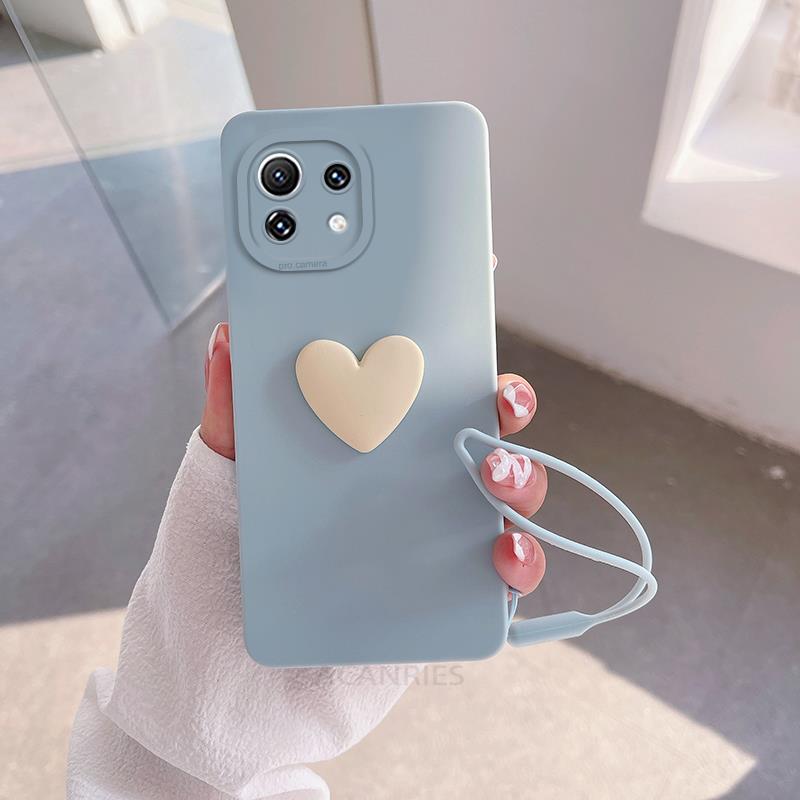 Силиконовый чехол Mi11lite Love Heart Lanyard для Xiaomi Mi 11 Lite 5g Ne 12 12s Pro Mi12lite 10t 11t 11lite Camera Cover POCO X3 X4 M3 M4 Case