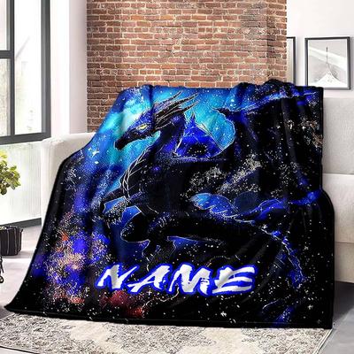 Blue Dinosaur Customize Your Name Blanket Warm Comfortable And Soft Blankets Are Suitable For Home Lunch Break Blanket Office Sofa Sofa Gift To