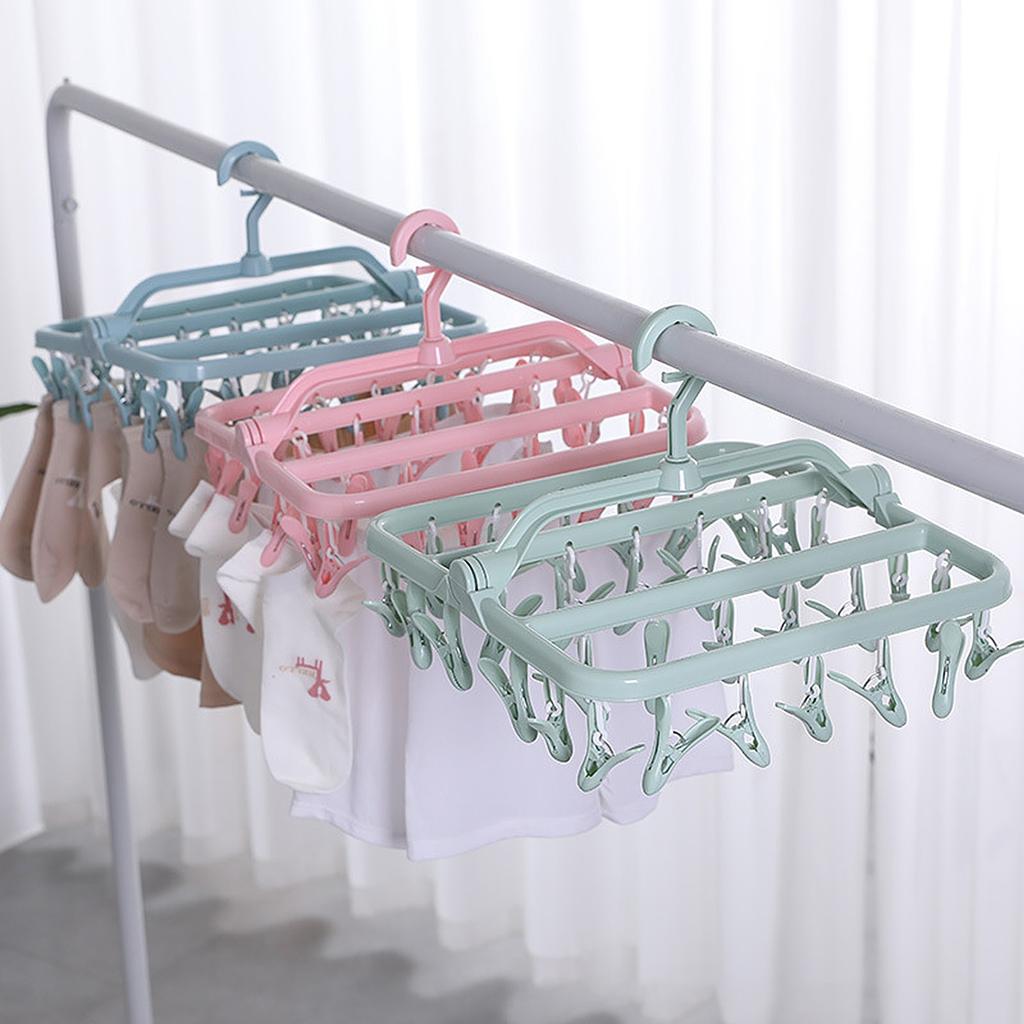 Multi Clip Hanger Plastic Foldable Household Windproof Clip Socks Underwear