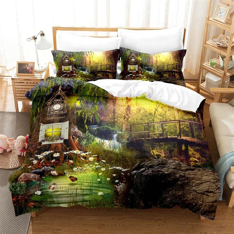 Natural Scenery Duvet Cover Set Forest Bedding Set Quilt Cover Queen Bed Luxury Comforter Bed Cover Set