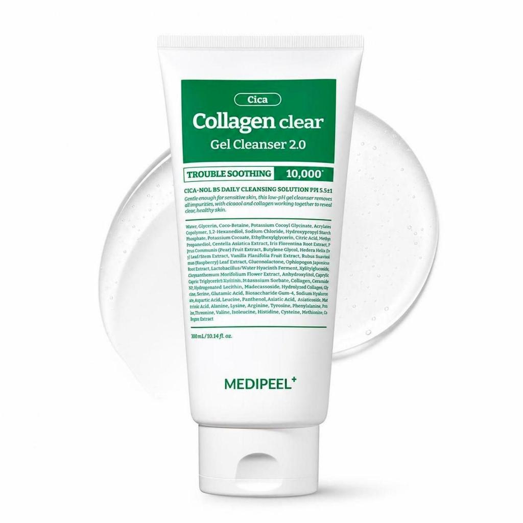 MEDIPEEL Green Cica Collagen Clear Gel Cleanser 2.0 300ml Korean Facial Cleanser