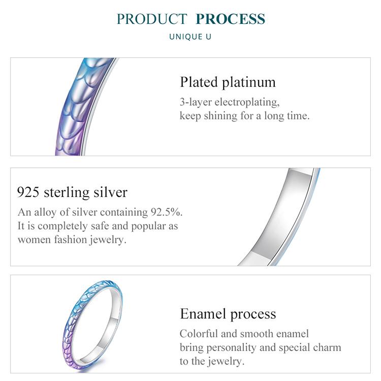 BAMOER из стерлингового серебра 925 пробы, минималистичное кольцо с синим цирконом и красочное кольцо из рыбьей чешуи для женщин, эффектное кольцо, ювелирные изделия, подарок