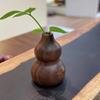 Yousheng Wooden Mini Gourd Vase Rustic Gourd Decoration with Base Mini Centerpiece Vase Flower Holder for Home Office Desk Car Decor