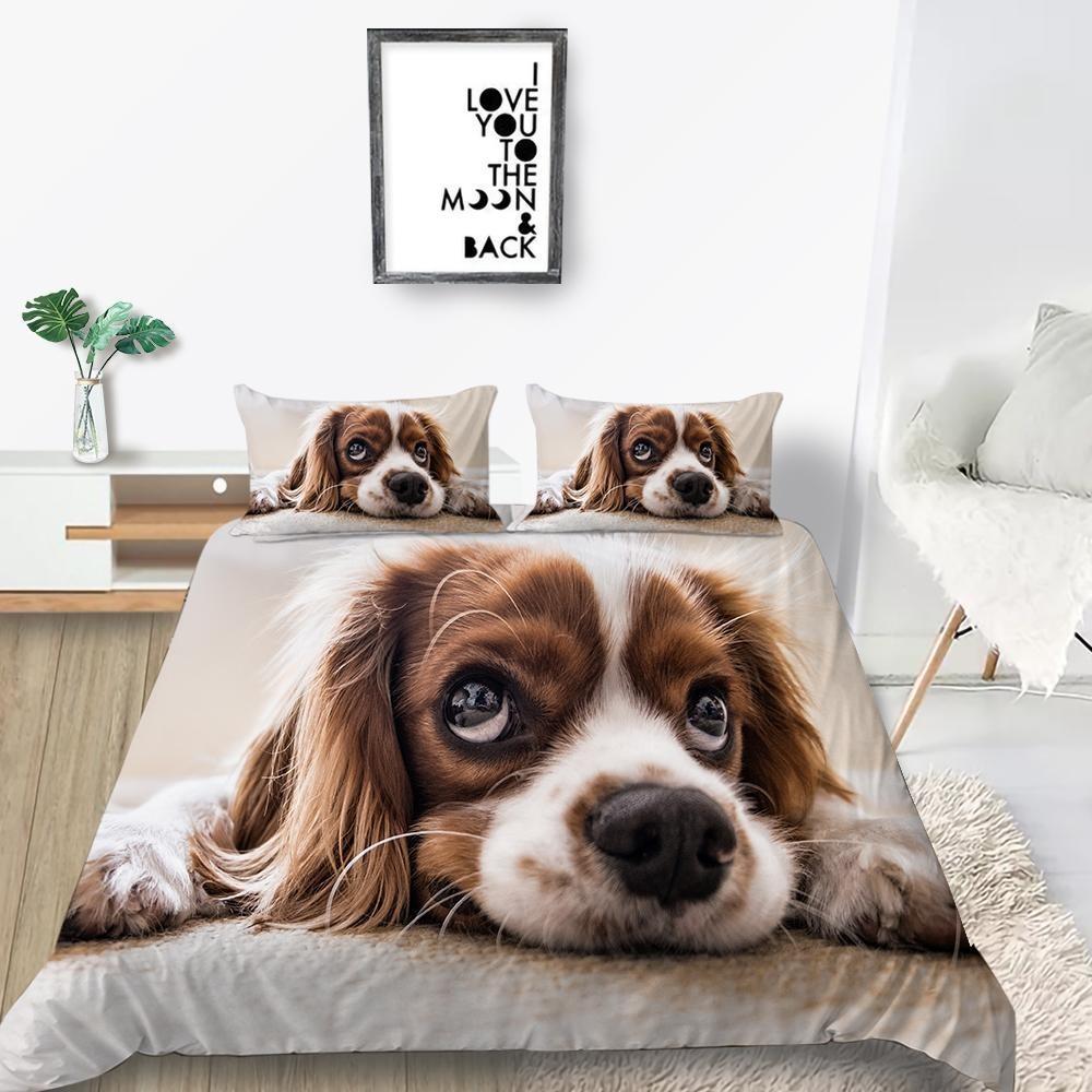 Новый модный комплект пододеяльников в стиле животных, комплект постельного белья с 3D-принтом с изображением собак, комплект постельного белья из полиэстера для дома, комплект односпальной кровати для мальчиков и девочек, подарок