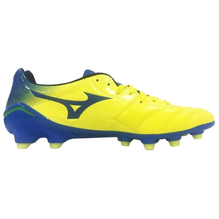 Mizuno Monarcida JP Удобные Универсальные Футбольные Бутсы из Кожи Кенгуру Унисекс Футбольные Бутсы Желто-Синие P1GA162045