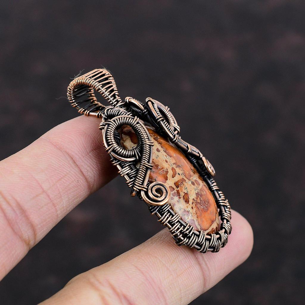 Asteroid Jasper Pendant Copper Wire Wrapped Pendant Handmade Pendant Asteroid Jasper Jewelry Gemstone Pendant Wire Wrap Jewelry Gift For Her