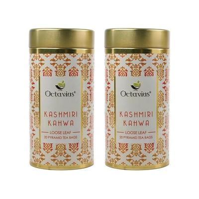 Octavius Кашмирский Кахва Зеленый Чай|Традиционная Индийская Смесь Экзотических Специй |Повышает Иммунитет |20 Пирамидальных Чайных Пакетиков (Упаковка из 2 шт.)