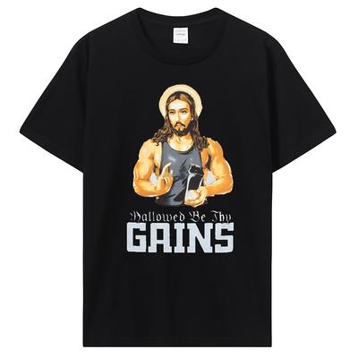 Мужская футболка для бодибилдинга Тренировка с весами Crossfit Черная футболка Фитнес Иисус - мой страхующий Футболка Pure Tees уличная одежда