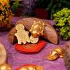 Chinese Culture Collectible Golden Turtle Feng Shui Ornament with Faux Leather Sleeve, Handmade Prosperity Wealth Talisman for Luck And Prosperity,