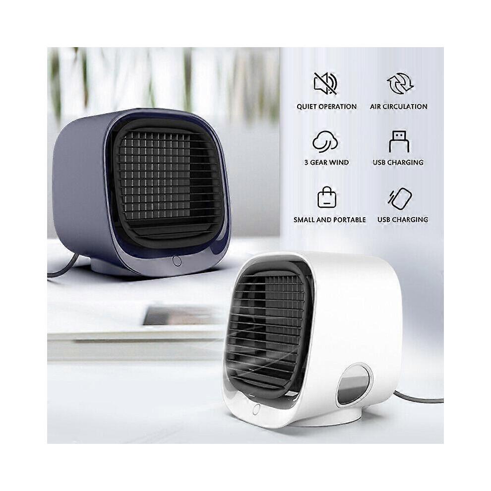 (green)Mini USB 7 Color Humidifying Negative Ion Air Conditioner Cooling Fan