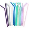 10Pcs Reusable Drinking Straw Food Grade Silicone Straw Set Long Flexible Colorful Straws With Cleaning Brushes Bar Party Straws