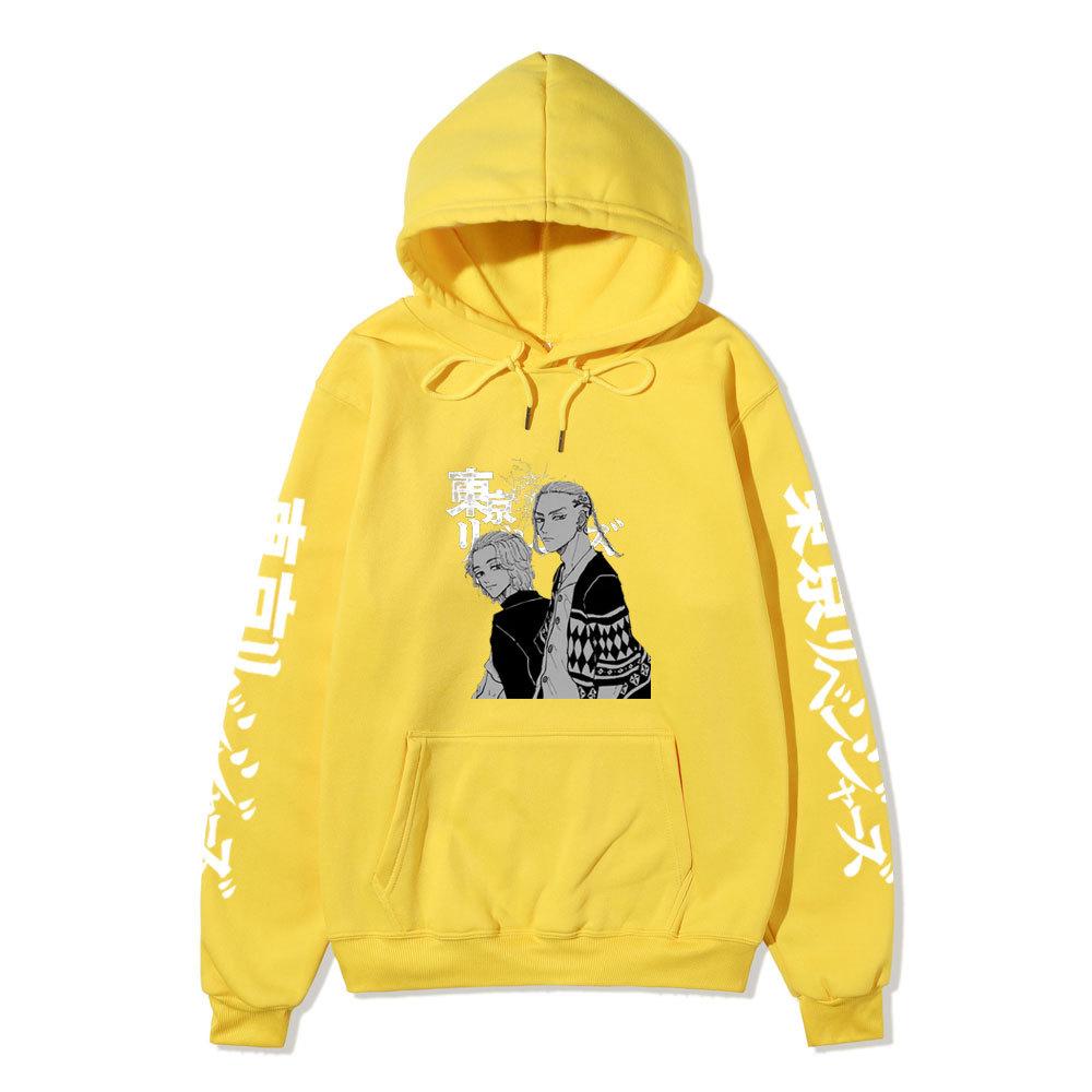 Tokyo Revengers Two Characters Unisex Fleece Hoodie Autumn Winter Black White Manga Print Long Sleeve Anime Pullover Sweatshirt