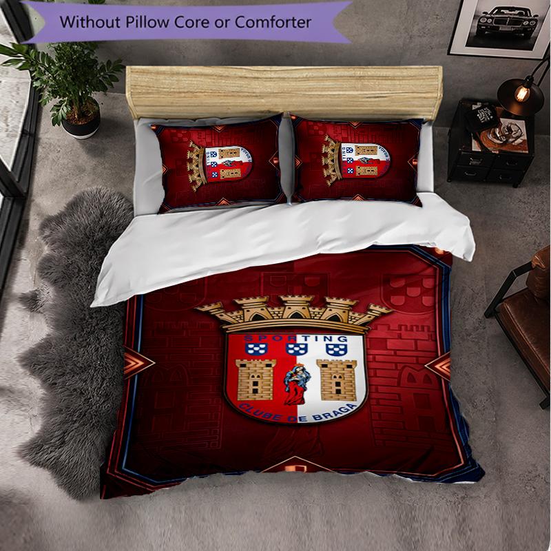 Braga FC Themed Bedding 3Pcs Duvet Cover Set Decorative Bed Linen For Teen Room Home Decoration