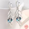 Длинные серьги-капли из серебра 925 пробы с полыми синими кристаллами для женщин, модные свадебные украшения, подарок