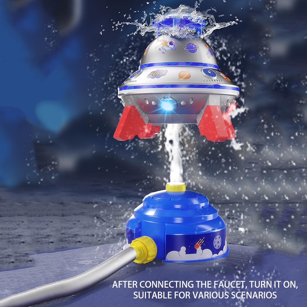 UFO-Shape Water Sprinkler For Kids Spinnings LED-UFO Water-Rocket Sprinkler Toy Adjustable Height Summer Outdoor Play