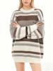 Женский полосатый свитер Y2k винтажный мешковатый вязаный пуловер повседневный в японском стиле зимняя теплая одежда