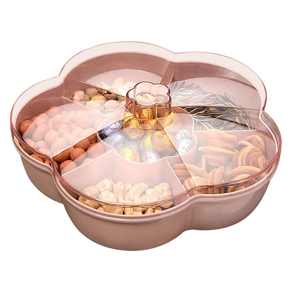 Double Layer Plastic Candy Fruit Snack Storage Box Tray Pink