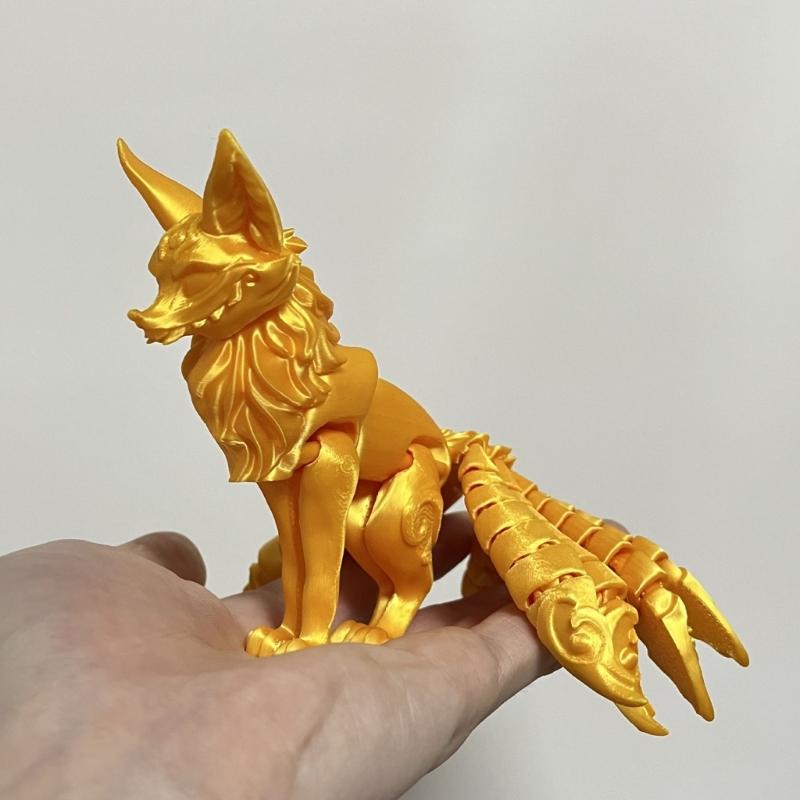 Articulated Nine Tailed Foxes Model, 3D Printed Multi Joint Collectible Figurine, Home Decoration Craft
