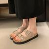 Модная Новая Марка Обувь Женская Пикантный Носок Круглый Носок Женские Шлепанцы Модные Повседневные Сандалии на Платформе Женские Летние Большого Размера Плоские Шлепанцы
