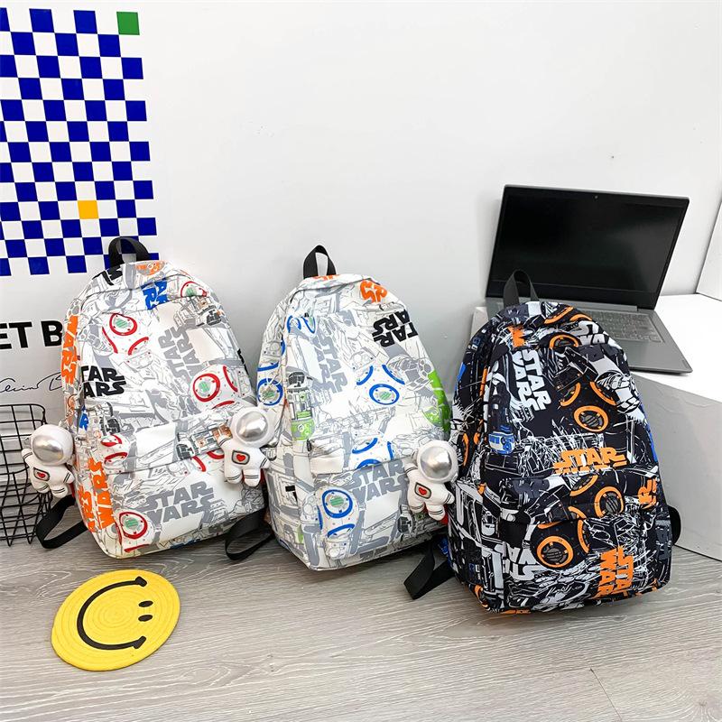 Schoolbag high school backpack boys ins trendy cool personality graffiti college student schoolbag women's casual simple versatile backpack