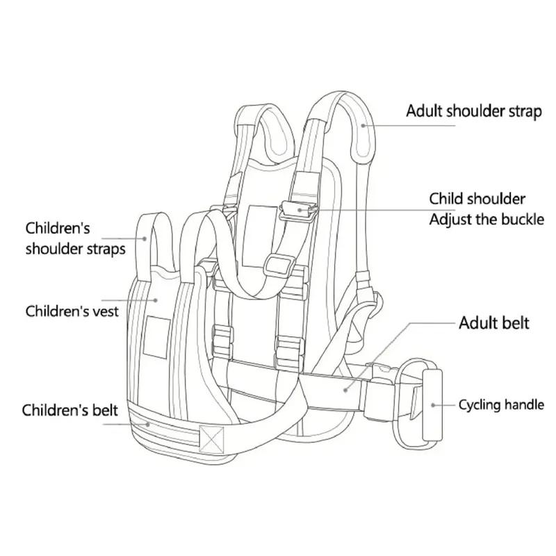 Children's Motorcycle Safety Belt Adjustable Anti-fall Child Safety Seat with Reflective Safety Belt Motorcycle Accessories