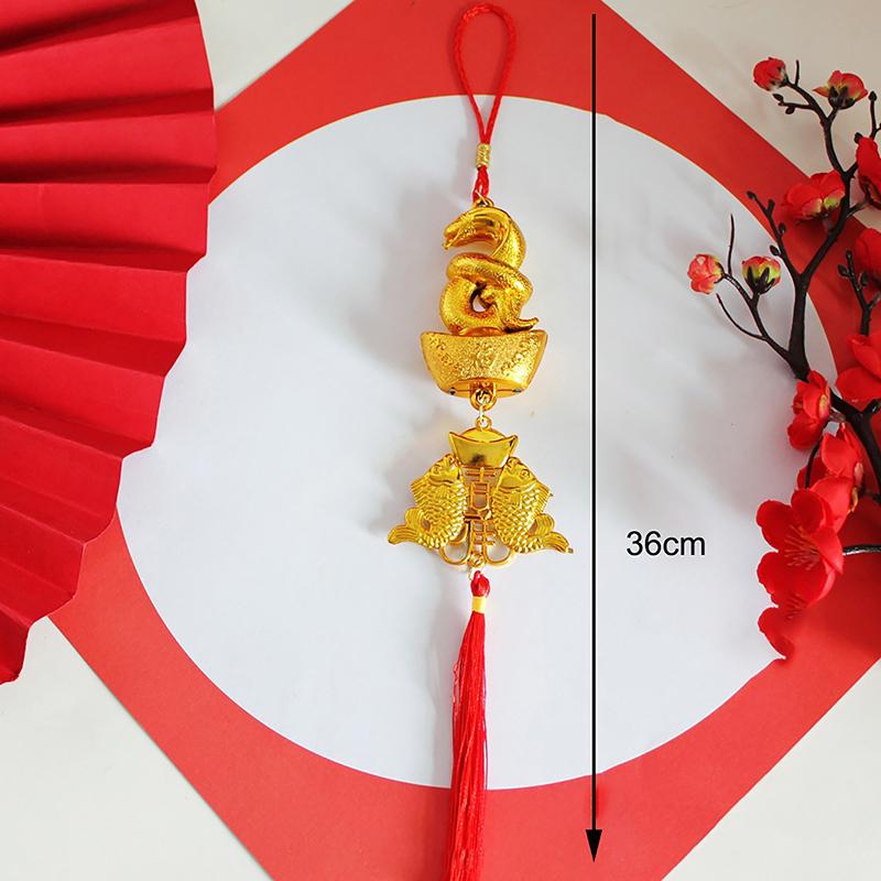 1 шт. Счастливый талисман 2025 года Змеи позолоченный пластиковый зодиакальный кулон в виде змеи новогодние украшения для дома и автомобиля