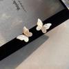Легкие Роскошные Серьги-Бабочки из Ракушек для Женщин Элегантные Простые Серьги-Гвоздики со Стразами Вечерние Ювелирные Изделия Подарки