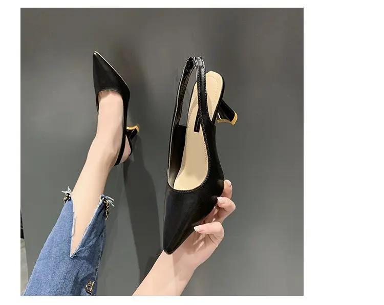 Женские остроносые новые одинарные туфли Повседневные туфли Baotou на высоком каблуке Женские модные босоножки с неглубоким носком Комфортные легкие модные сандалии Zapatos