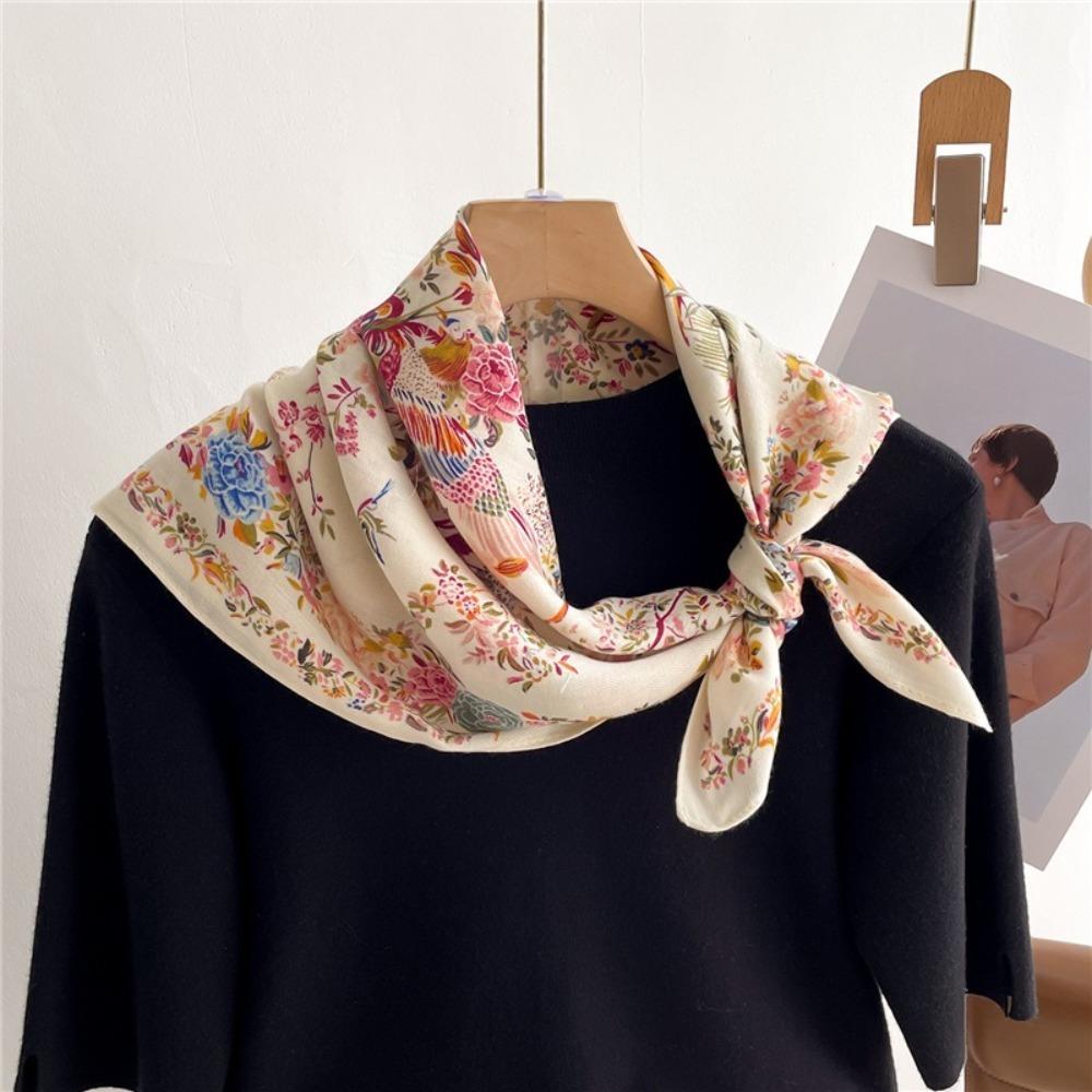 Floral Print Square Scarf Breathable Lady Scarves Headband Fashion Handkerchief