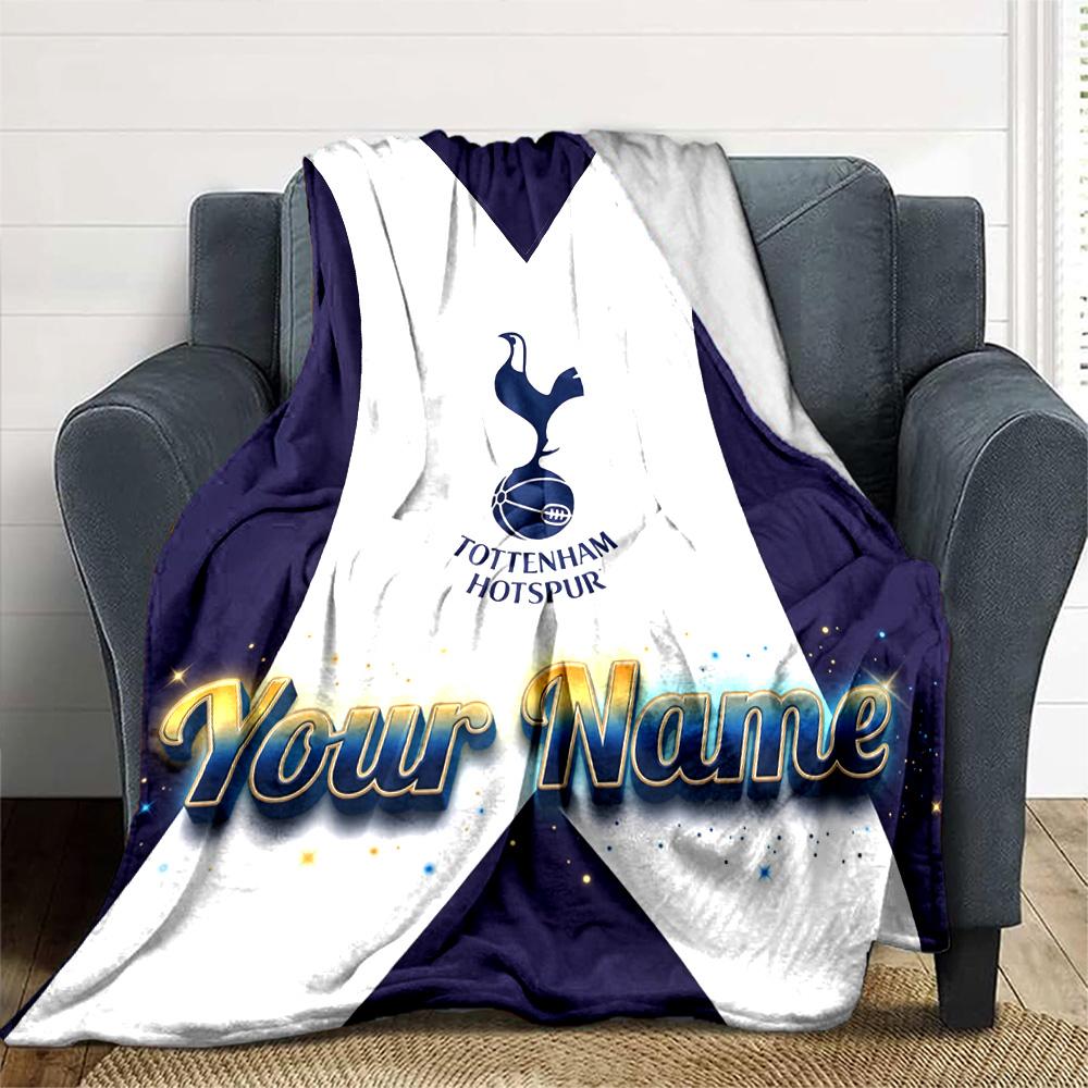 1pc Personalized Name T-Tottenham Hotspur Blanket, Gift, for Men and Women, Soft Blanket, Good for Sofa Bed Couch Travel, Lightweight Flannel Blanket
