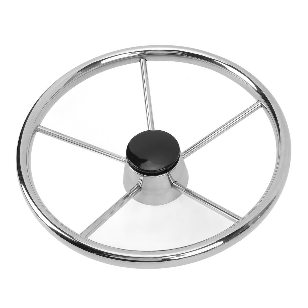 13 1 2 Inch Marine Steering Wheel 5 Spoke 25 Degree Stainless Steel Boat Steering Wheel with Center Cap and Grip for