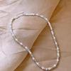NK-34 Pearl Three Broken Silver Interspersed Necklace