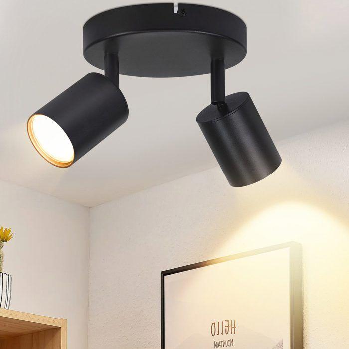 Spot de plafond - NETTLIFE - 2 feux - GU10 - Orientable 330° - Métal noir