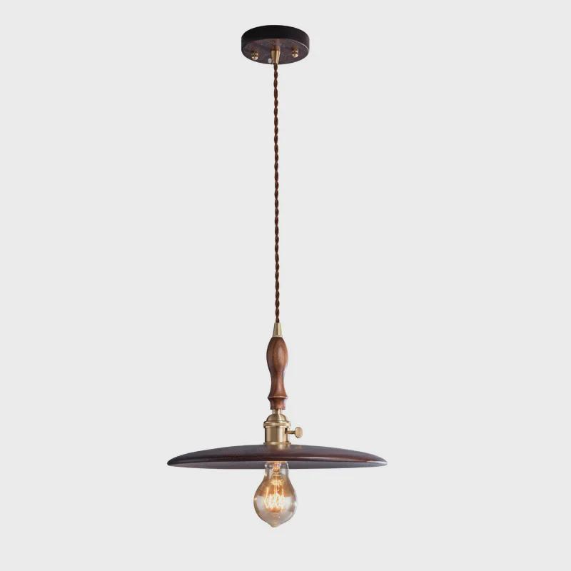 Nordic Style Black Walnut Retro Brass Chandelier for Restaurant or Bar