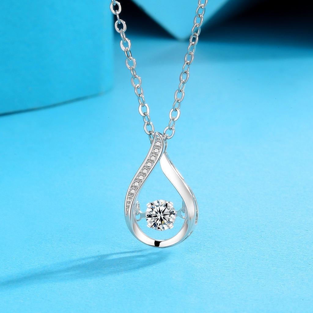 Water Drop Smart Zircon Necklace Female Korean Version 1 Carat Imitation Moissanite Pendant Jewelry