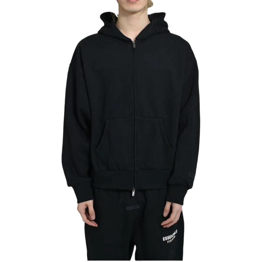 Fear of God Essentials Classic Zip-Up Hoodie Vintage Black Men Tops 192AS252071F