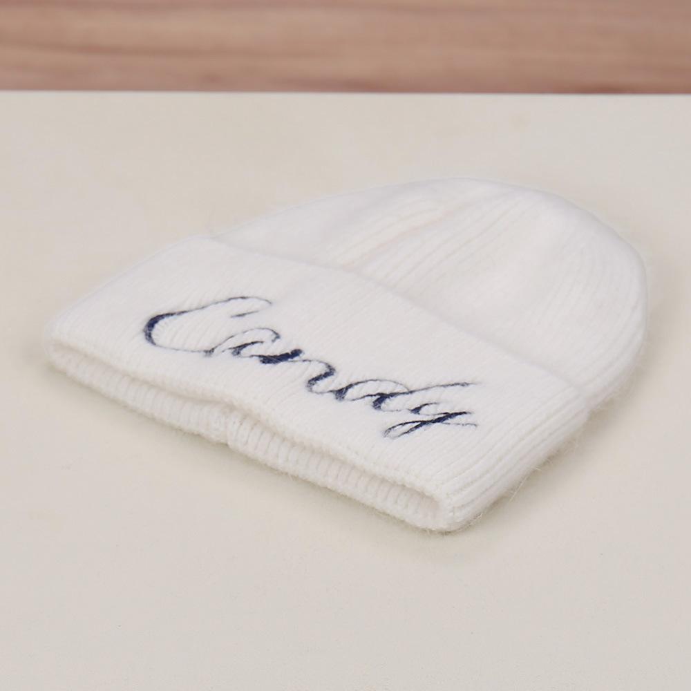 Autumn and winter new fashion rabbit fur blended warm and comfortable knitted hat outdoor travel letter embroidery ear protection wool hat
